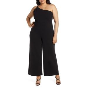 NWT Leith Black Heavyweight One Shoulder Jumpsuit